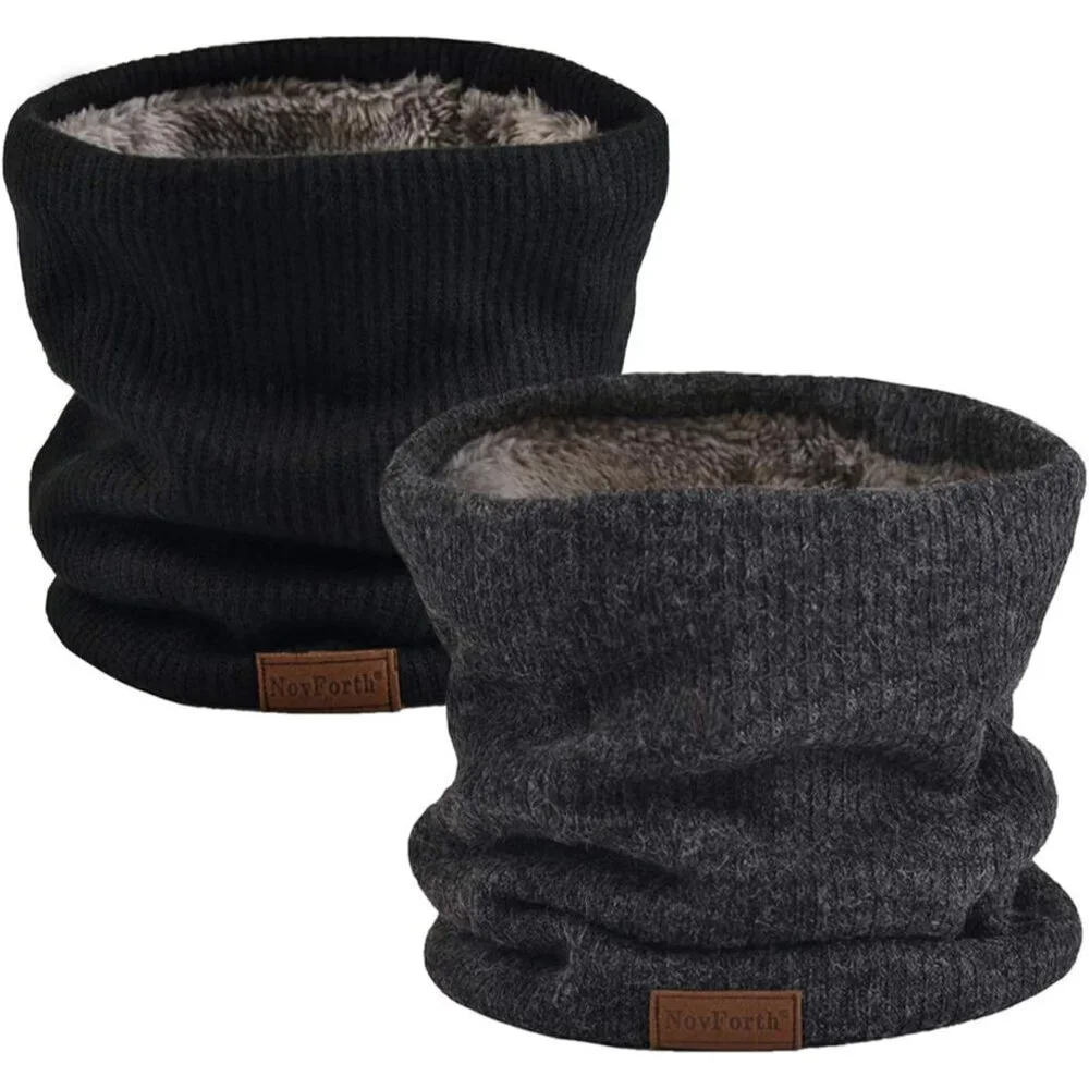 Men's Grey Black Winter Ski Neck Gaiter Face Scarf Fleece Lined Windproof Scarve